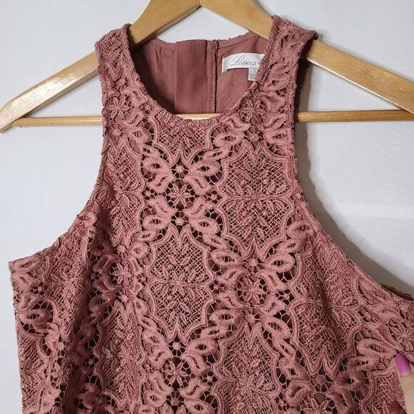 Lovers + Friends Caspian Dusty Pink Lace Mini Dress Size Small - Picture 2 of 5